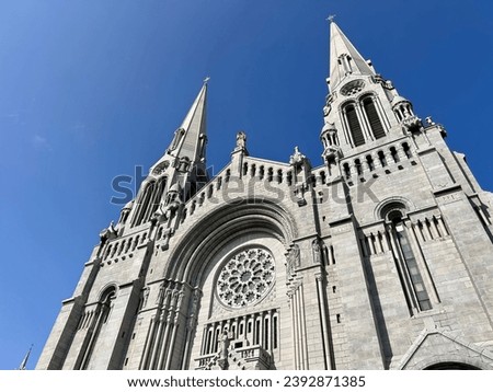 Exterior stone architecture of Basilica of Sainte Anne de Beaupre