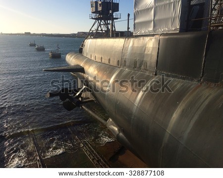 Exterior of Submarine/Submarine View into the Indian Ocean/Fremantle, Western Australia