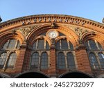 An exterior view of the façade of the central railway station in the German city of Bremen.