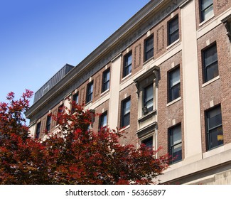 Exterior View Of College Dorms.