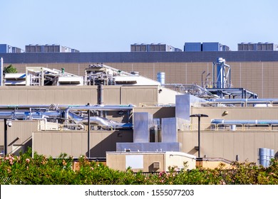 Exterior View Of Data Center Building Located In Silicon Valley, South San Francisco Bay Area, California