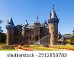 Exterior view of De Haar Castle. Kasteel de Haar in Haarzuilens village, Utrecht, Netherlands.