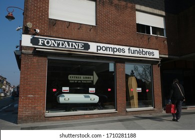 Exterior View Of Funeral Home  In Charleroi, Belgium, On April 9, 2020