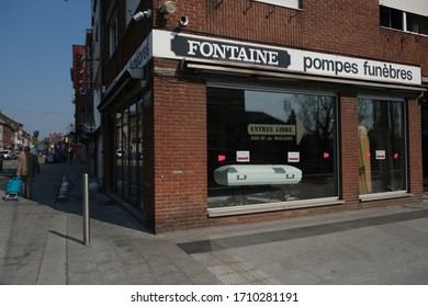 Exterior View Of Funeral Home  In Charleroi, Belgium, On April 9, 2020