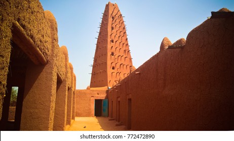 Exterior View To Grand Mosque Of Agadez In Niger