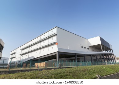 Exterior View Of Large Distribution Warehouse In Japan