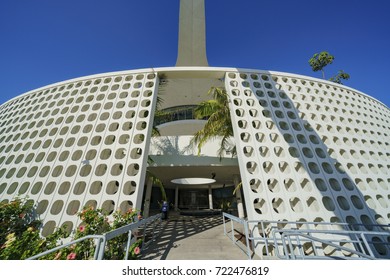 Exterior View Of LAX Theme Building On Morning At Los Angeles, California, United States