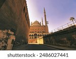 Exterior view of the magnificent Muhammed Ali mosque,built in Ottoman style and commissioned by Muhammad Ali Pasha in 1848 at the Citadel of Saladin in Islamic Cairo,Egypt