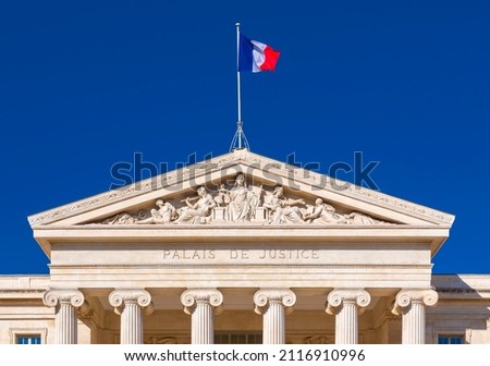 Exterior view of the Palace of Justice in Marseille, France.