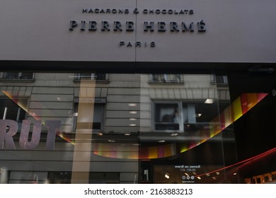 Exterior View Of Pastry Shop Of French Famous Pastry Chef Pierre Hermé In Central Paris Of France On April 23, 2022.