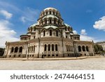 Exterior view of Patriarchal Cathedral of St. Alexander Nevsky on sunny day Sofia Bulgaria