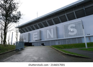 Exterior View Of The Stade Bollaert Delelis Which Is  The Main Football Stadium In Lens, France, That Was Built In 1933 And It Is The Home Of RC Lens On February 1, 2022.