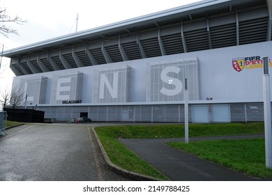 Exterior View Of The Stade Bollaert Delelis Which Is  The Main Football Stadium In Lens, France, That Was Built In 1933 And It Is The Home Of RC Lens On February 1, 2022.