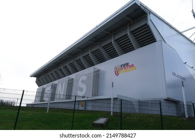 Exterior View Of The Stade Bollaert Delelis Which Is  The Main Football Stadium In Lens, France, That Was Built In 1933 And It Is The Home Of RC Lens On February 1, 2022.