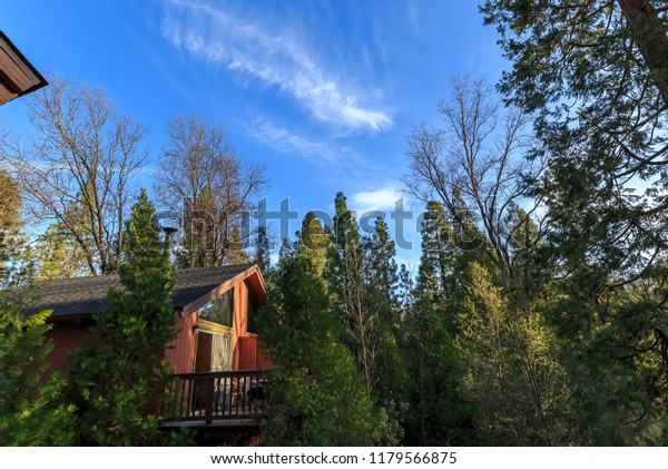 Exterior View Wooden House Bass Lake Stock Photo Edit Now 1179566875