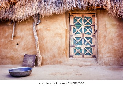 Exterior Of A Village Hut In The Great Thar Desert, India