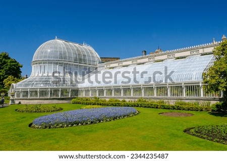 Exterior of the world's oldest curvilinear iron-glass building, the Palm House in Botanic Gardens, Belfast