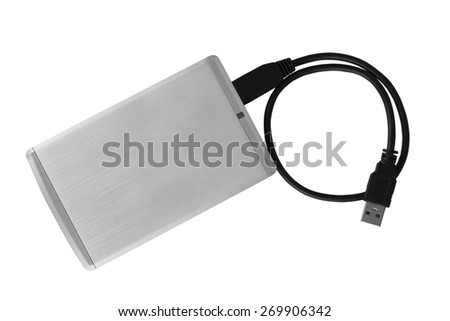 External hard disk isolated on white background