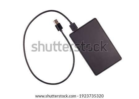 External harddisk drive with USB connector isolated on white background