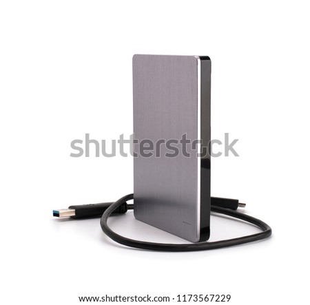 External Hdd drives 2.5 and 3.5 inch and flash drives on white isolated background