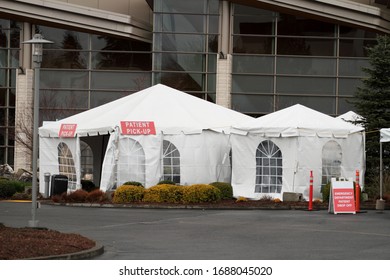 External Hospital Tents, In A Hospital Parking Lot, Preparing For In-coming Patients.
