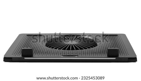 External laptop cooler isolated on white, side view