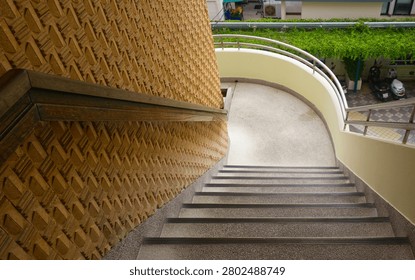 External stairs for going up and down the building, architecture background