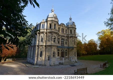 External view of Monte-Cristo castle built in 1846 - beautiful XIX century building in Port-Marly , 20 km from Paris . France.