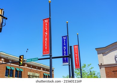 Exton, PA, USA - May 10, 2022: Main Street At Exton Is A Lifestyle And Big Box Shopping Center With 40 Retail Stores, Apartments, Restaurants, And Movie House. It Is Designed To Appear As A Downtown.