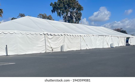 An Extra Large White Tent For Commercial Events Of Emergency Disaster Relief.