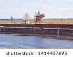 Extraction of construction river sand using a special vessel dredger, industrial, system