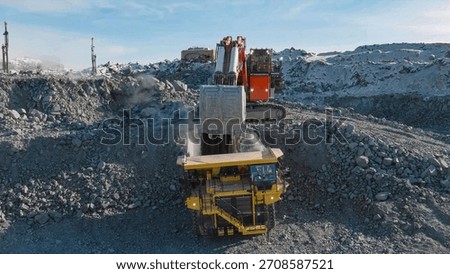 extraction and loading process of rock material from quarry