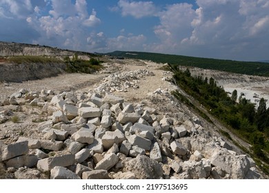 Extraction And Primary Processing Of Limestone And Gypsum Stone In A Quarry.