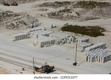 Extraction And Primary Processing Of Limestone And Gypsum Stone In A Quarry.