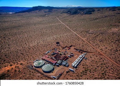 Extraction Of Unconventional Oil. Battery Of Pumping Trucks For Hydraulic Fracturing (Fracking).