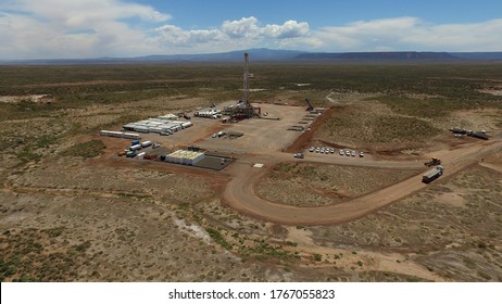 Extraction Of Unconventional Oil. Battery Of Pumping Trucks For Hydraulic Fracturing (Fracking).