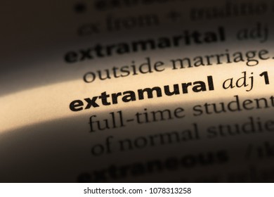 extramural word in a dictionary. extramural concept