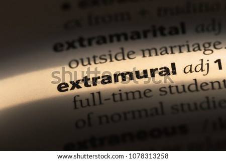extramural word in a dictionary. extramural concept