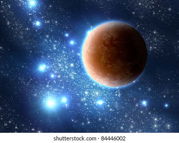 Extrasolar Planet On Star Background