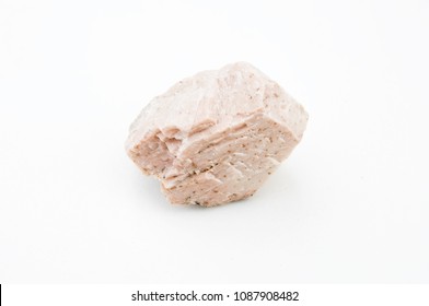 Extreme Close Up With A Lot Of Details Of Feldspar Mineral Isolated Over White Background