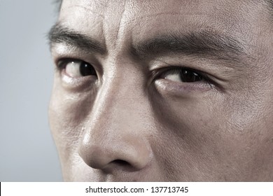 Extreme Close Up On Angry Mans Face