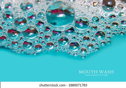 Extreme Close Up Shot Of Bubbles In Mouth Wash Liquid