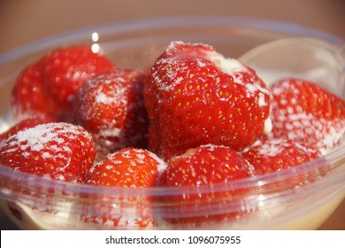 Extreme Close Up Shot Of Strawberries And Cream, The Signature Of World Tennis Grand Slam; Wimbledon In London.