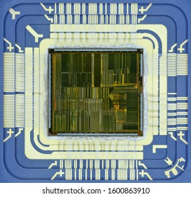 Extreme close up of silicon microprocessor chip. - Shutterstock ID 1600863910