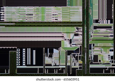 Extreme close up of silicon microprocessor chip.