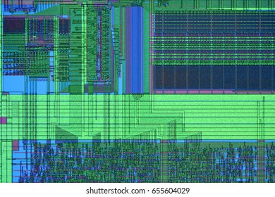 Extreme Close Up Of Silicon Microprocessor Chip.