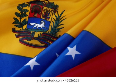 Extreme Close Up Of Wavy Venezuelan Flag