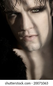 Extreme Close-up Portrait Of Young Male Goth Model