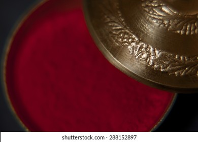 Extreme Close-up Of Red Sindoor