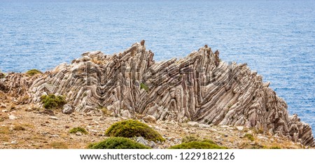 Extreme geological folds , anticlines and synclines, in Crete, Greece taken on 8 May 2016